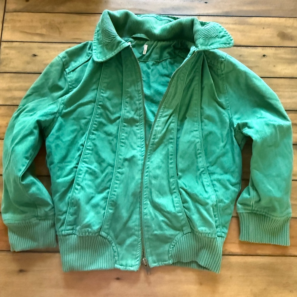 Cropped Cotton Forest Green H&M Bomber Jacket